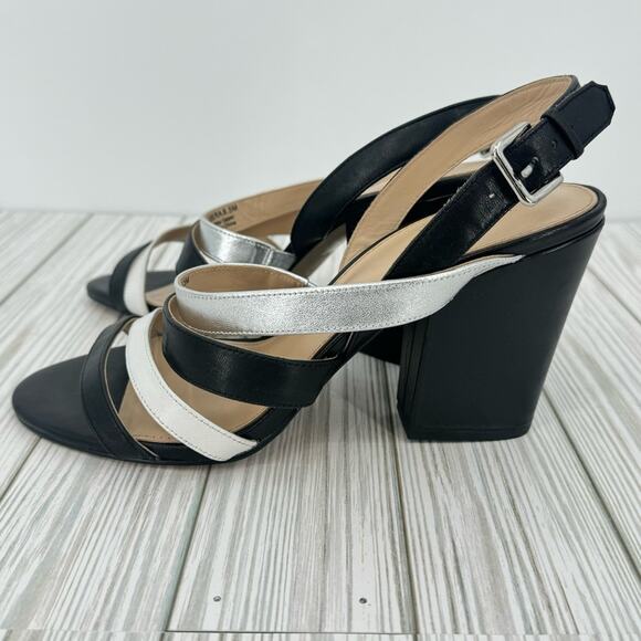 Botkier Sera colorblock caged block heel ankle strap dress sandals black 8.5 - Picture 4 of 15